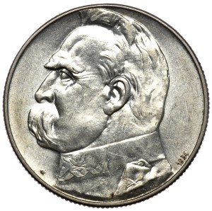 Second Republic, 5 gold 1934 Pilsudski, shooting eagle