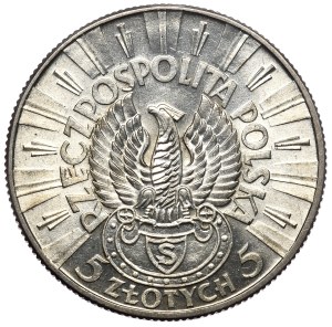 Second Republic, 5 gold 1934 Pilsudski, shooting eagle