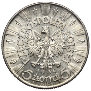 II Rzeczpospolita, 5 złotych 1934, Piłsudski, orzeł urzędowy