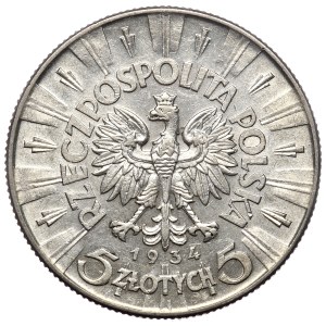 II Rzeczpospolita, 5 złotych 1934, Piłsudski, orzeł urzędowy