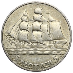 Second Republic, 5 gold 1936, sailing ship