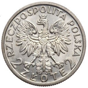 II Rzeczpospolita, 2 zloty 1932, woman's head, Warsaw
