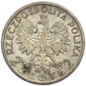 II Rzeczpospolita, 2 zloty 1932, woman's head, Warsaw