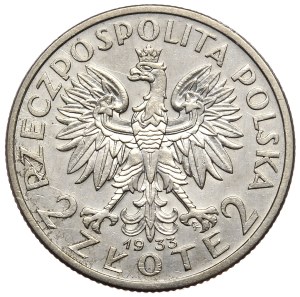 II Rzeczpospolita, 2 zloty 1933, woman's head, Warsaw