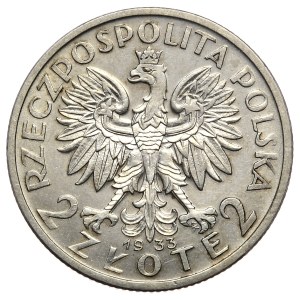 II Rzeczpospolita, 2 złote 1933, głowa kobiety, Warszawa