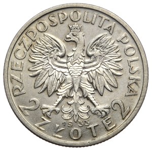 II Rzeczpospolita, 2 zloty 1933, woman's head, Warsaw
