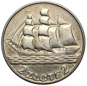 Second Republic, 2 zloty 1936, sailing ship