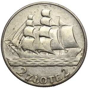 II Rzeczpospolita, 2 złote 1936, żaglowiec
