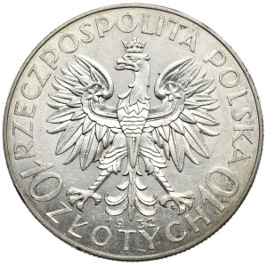 II Rzeczpospolita, 10 zloty 1932, woman's head, Warsaw