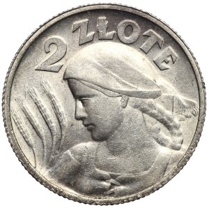 Second Republic, 2 zloty 1924, Woman and Spikes, Paris