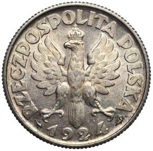 Second Republic, 2 zloty 1924, Woman and Spikes, Paris
