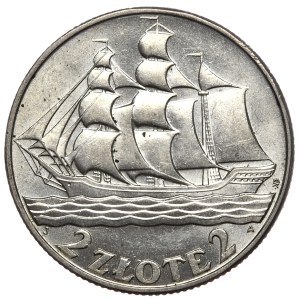 Second Republic, 2 zloty 1936, sailing ship
