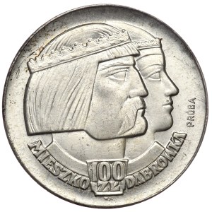 People's Republic of Poland, 100 gold 1966 Mieszko and Dabrowka, sample - heads
