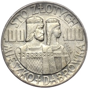 PRL, 100 złotych 1966 Mieszko i Dąbrówka, próba - półpostacie