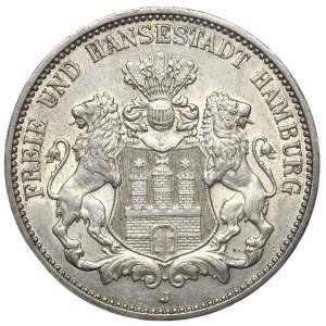 Niemcy, 3 marki 1911 J, Hamburg