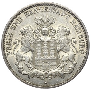 Germany, 3 marks 1911 J, Hamburg