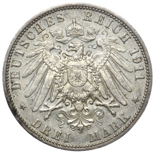 Germany, 3 marks 1911 J, Hamburg