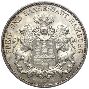 Germany, 3 marks, 1914 J, Hamburg