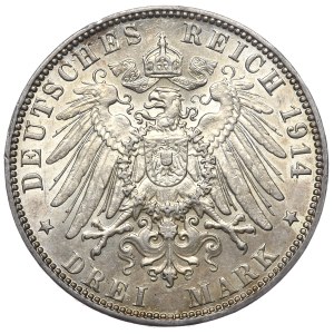 Niemcy, 3 marki, 1914 J, Hamburg