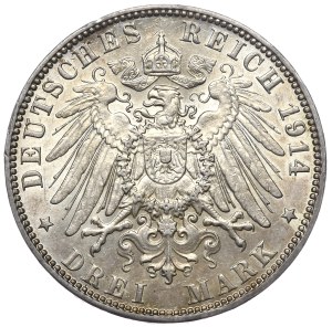 Germany, 3 marks, 1914 J, Hamburg