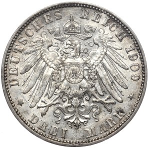 Germany, Saxony, 3 marks 1909, E Muldenhütten
