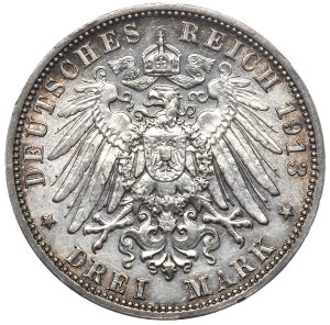 Germany, Saxony, 3 marks 1913 E, 100th anniversary of the Battle of Leipzig
