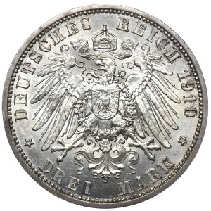 Germany, Saxony, 3 marks 1910 A, Berlin, wedding of the prince