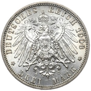 Germany, Prussia, Wilhelm II, 3 marks 1908 A, Berlin