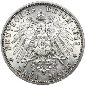 Germany, Prussia, Wilhelm II, 3 marks 1912 A, Berlin