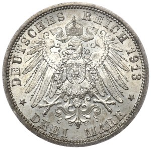 Germany, Prussia, 3 marks 1913 A, Berlin, 25 years of Wilhelm II's reign