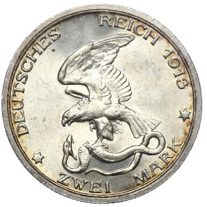 Niemcy, Prusy, 2 marki 1913, 100. rocznica zwycięstwa pod Lipskiem