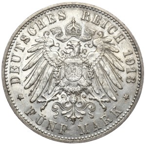 Niemcy, Wirtembergia, 5 marek 1913 F, Stuttgart