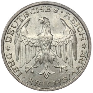 Niemcy, Republika Weimarska, 3 marki 1927 A, 400 lat Uniwersytetu w Marburgu