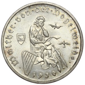 Germany, Weimar Republic, 3 marks 1930 F, Stuttgart, Vogelweide