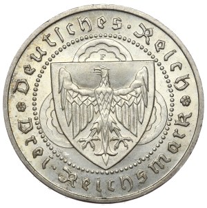 Germany, Weimar Republic, 3 marks 1930 F, Stuttgart, Vogelweide