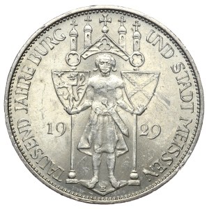 Niemcy, Republika Weimarska, 3 marki 1929 E, Muldenhütten, 1000-lecie Miśni