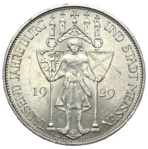 Germany, Weimar Republic, 3 marks 1929 E, Muldenhütten, 1000th anniversary of Meissen