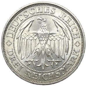 Niemcy, Republika Weimarska, 3 marki 1929 E, Muldenhütten, 1000-lecie Miśni