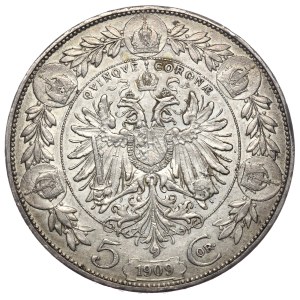 Austro-Węgry, Franciszek Józef I, 5 koron 1909, Wiedeń