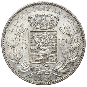 Belgium, 5 Francs, 1849