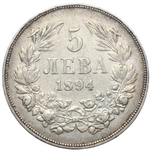 Bulgaria, 5 leva 1894 KB, Kremnica