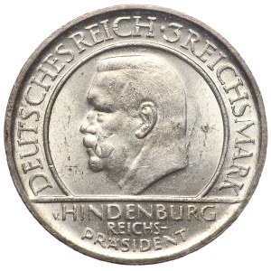 Niemcy, Republika Weimarska, 3 marki 1929 D, Monachium, Przysięga Hindenburga