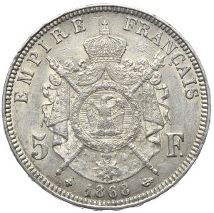 France, 5 francs 1868 BB, Strasbourg