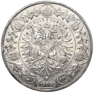 Austro-Węgry, Franciszek Józef I, 5 koron 1909, Wiedeń