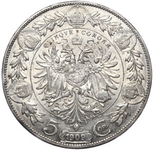 Austria-Hungary, Franz Joseph I, 5 crowns 1909, Vienna