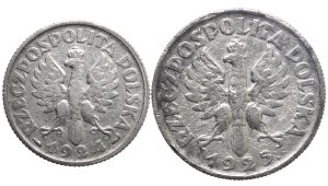 Second Republic, 2 zloty 1925, Woman and ears, London and 1 zloty 1924, woman and ears - set of 2 pcs.