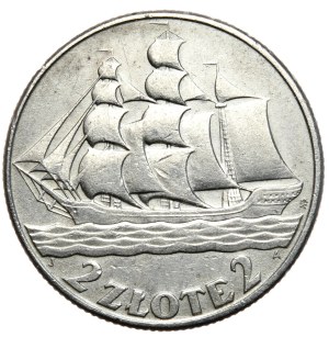 Second Republic, 2 zloty 1936, sailing ship