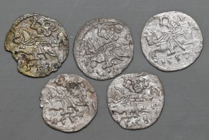 Set of 5 Lithuanian denarii of Sigismund Augustus 1553-1558.