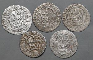 Set of 5 half-pennies from Casimir the Jagiellonian to Sigismund the Old.