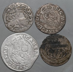 A set of 4 pieces from John Casimir's sixpence to Alexander's half-penny.